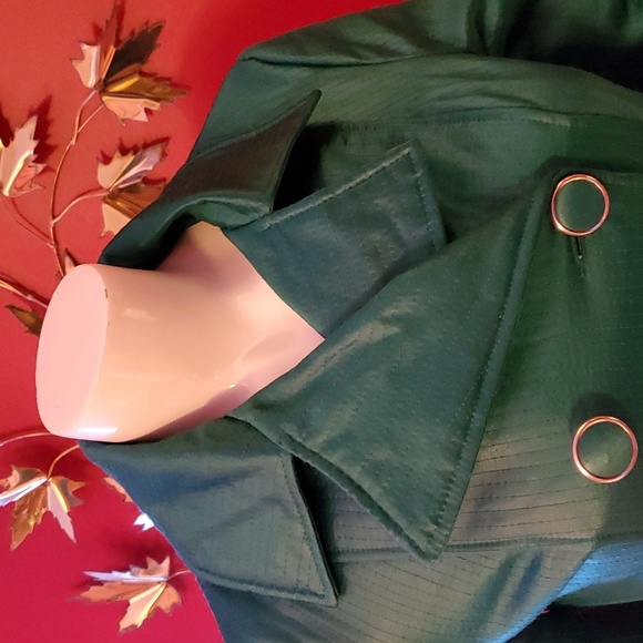 Bebe Trench Coat - Belted Peacoat Long Trench - Gorgeous Teal Green Colour Sz S - Picture 4 of 13